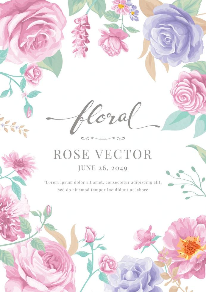 hermosa rosa flor y hoja botánica ilustración digital pintada para amor boda día de san valentín o arreglo invitación diseño tarjeta de felicitación vector