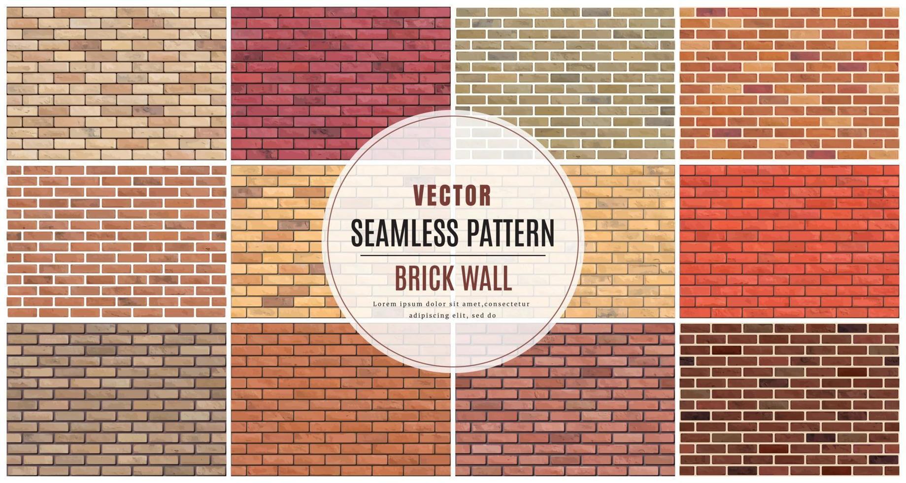 Block brick wall seamless pattern collection set texture background vector