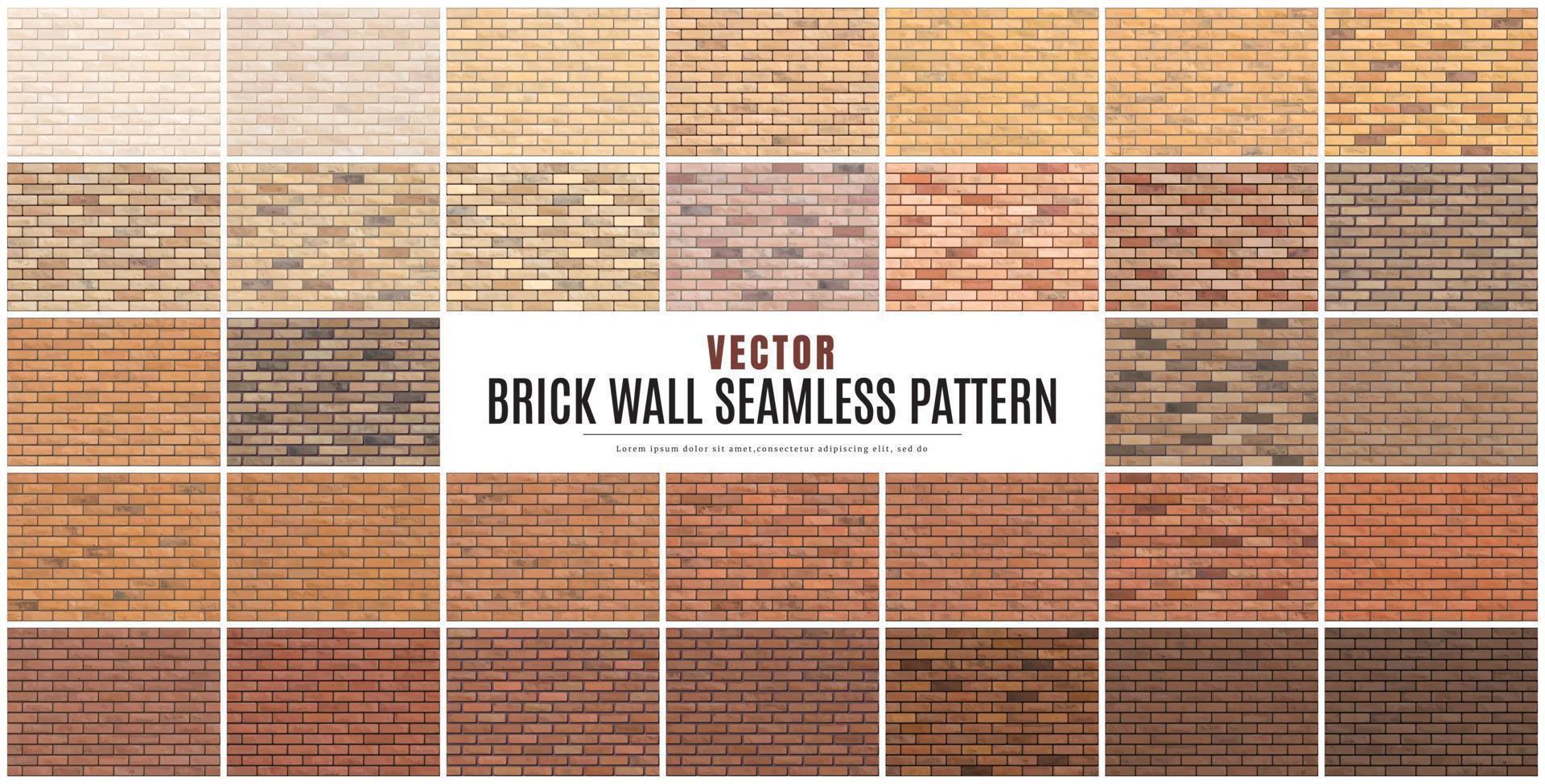 Block brick wall seamless pattern collection set texture background vector