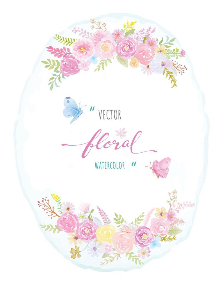 acuarela pintada a mano ilustración hermosa rosa flor botánica hoja y mariposa para amor boda día de san valentín o arreglo diseño de invitación tarjeta de felicitación vector