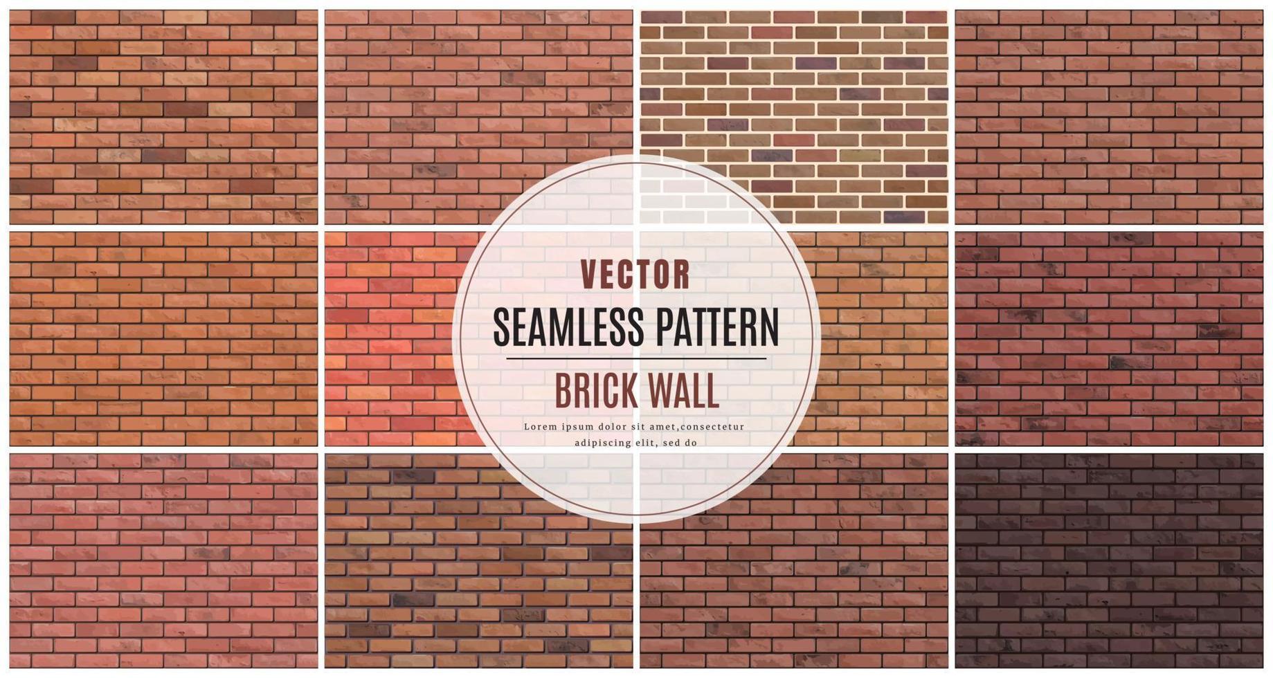 Block brick wall seamless pattern collection set texture background vector