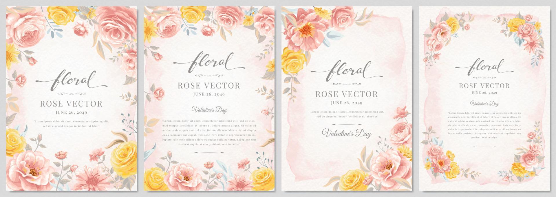 colección conjunto hermosa rosa flor y hoja botánica ilustración digital pintada para amor boda día de san valentín o arreglo invitación diseño tarjeta de felicitación vector