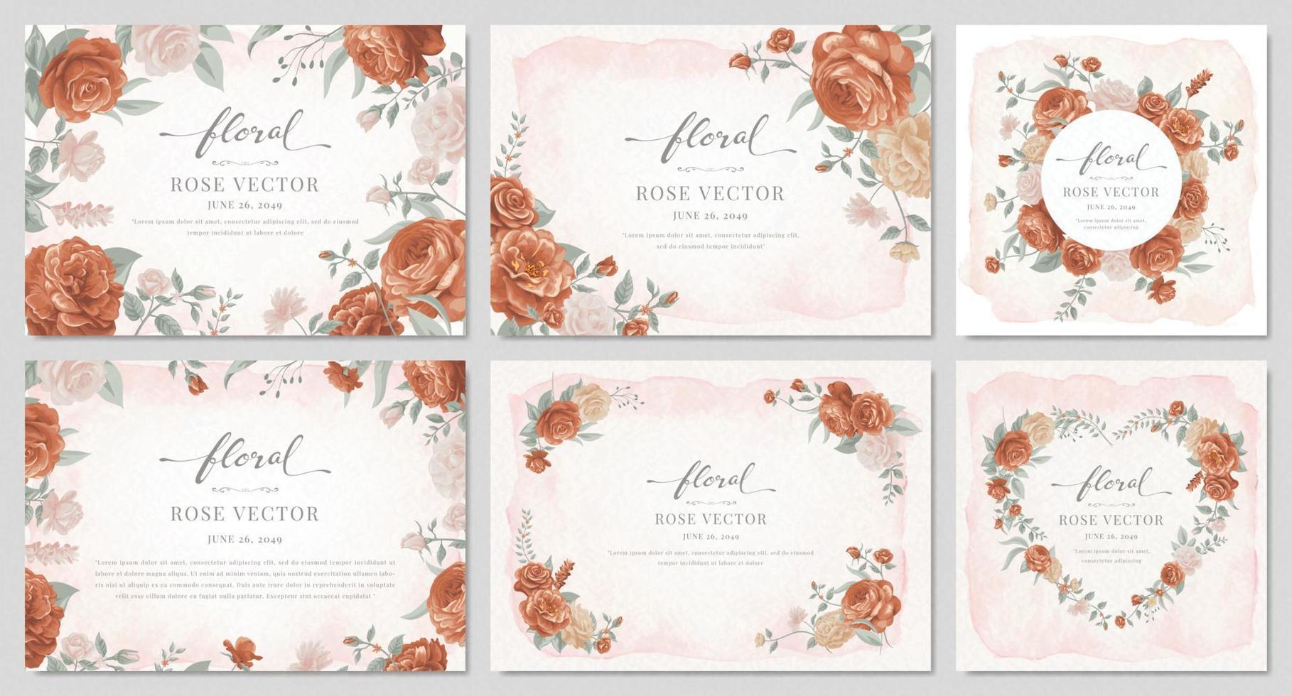 colección conjunto hermosa rosa flor y hoja botánica ilustración digital pintada para amor boda día de san valentín o arreglo invitación diseño tarjeta de felicitación vector