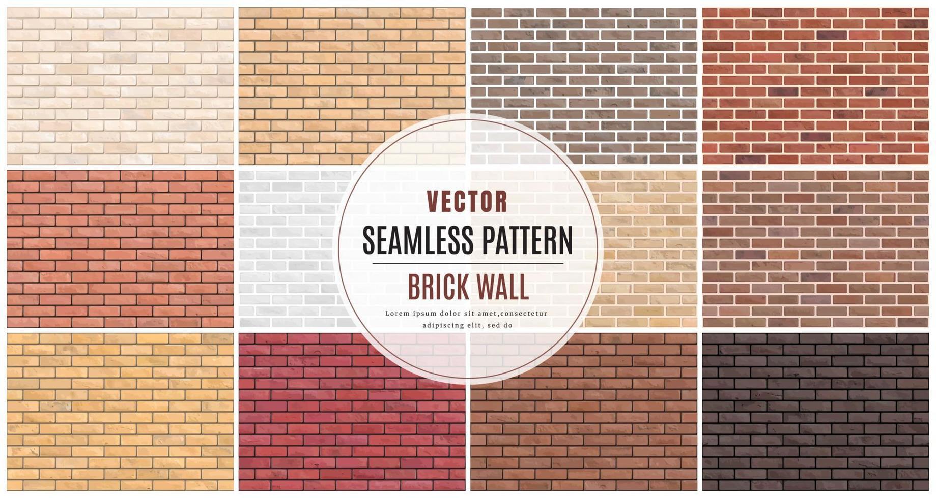 bloque ladrillo pared sin fisuras patrón colección conjunto textura fondo vector