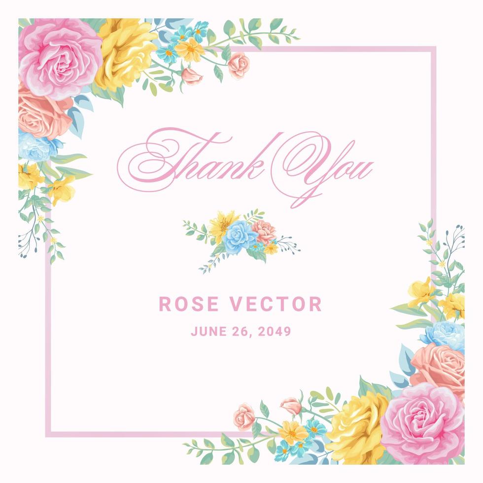 Beautiful Rose Flower and botanical leaf digital painted illustration for love wedding valentines day or arrangement invitation design greeting card vector