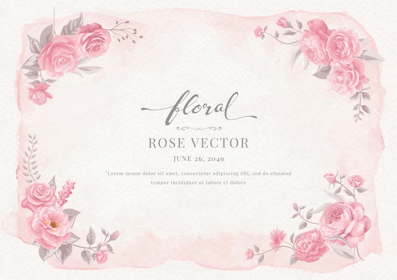 hermosa rosa flor y hoja botánica ilustración digital pintada para amor boda día de san valentín o arreglo invitación diseño tarjeta de felicitación vector