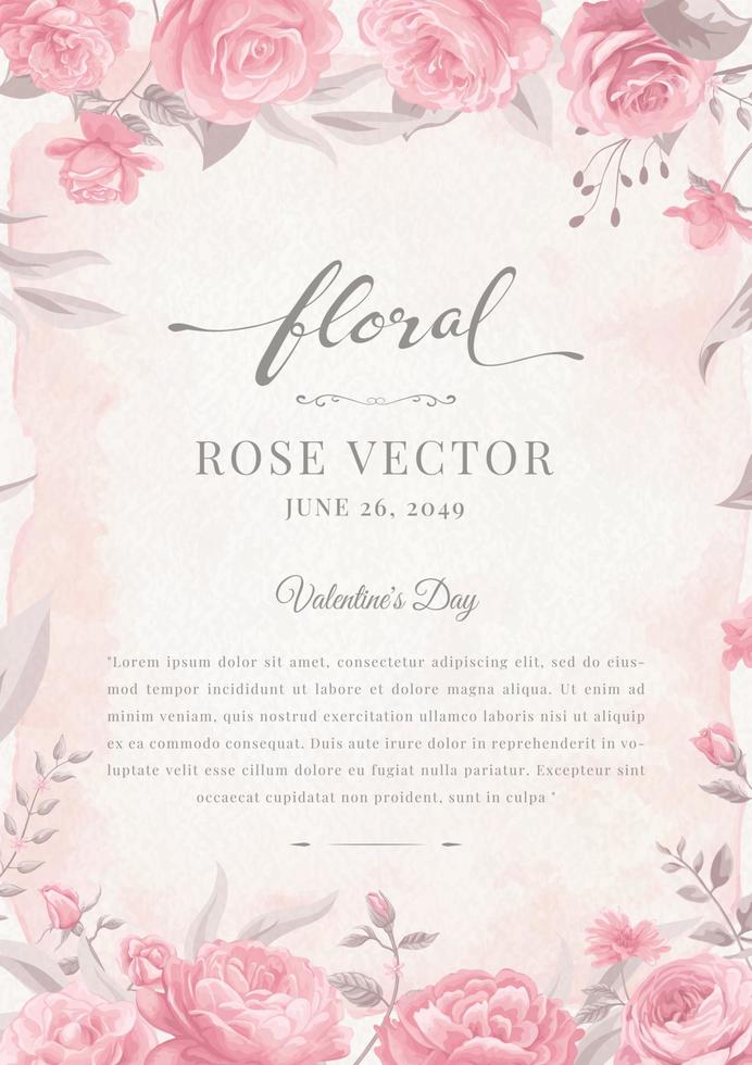 hermosa rosa flor y hoja botánica ilustración digital pintada para amor boda día de san valentín o arreglo invitación diseño tarjeta de felicitación vector