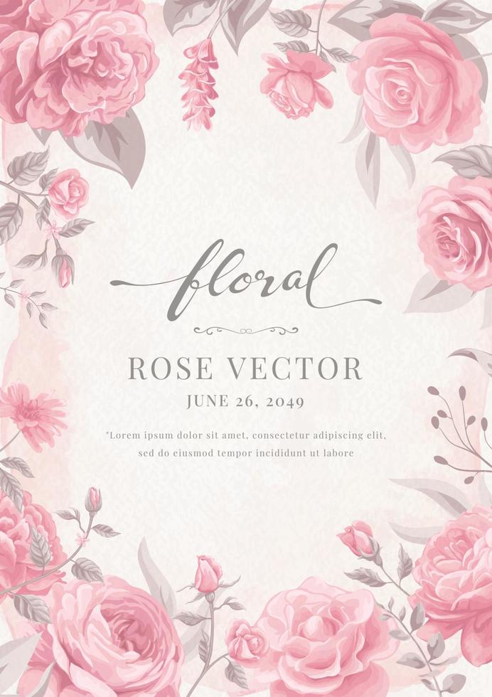 hermosa rosa flor y hoja botánica ilustración digital pintada para amor boda día de san valentín o arreglo invitación diseño tarjeta de felicitación vector