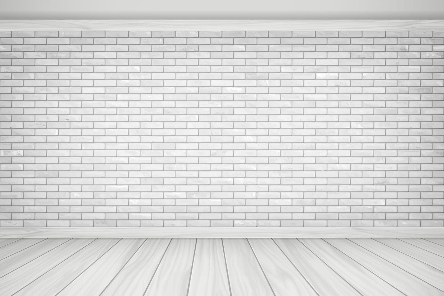 Vector Illustration beautiful White block brick wall and Wood Floor vintage alignment Texture Pattern Background