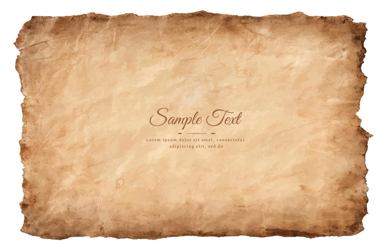 old parchment paper sheet vintage aged or texture isolated on white background vector