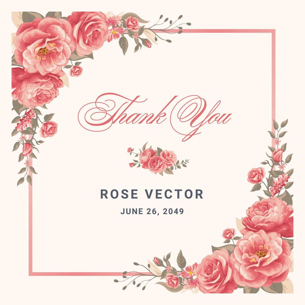 Rose Flower and botanical leaf digital painted illustration vector