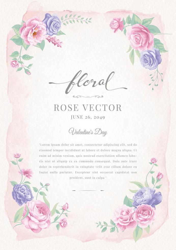 hermosa rosa flor y hoja botánica ilustración digital pintada para amor boda día de san valentín o arreglo invitación diseño tarjeta de felicitación vector