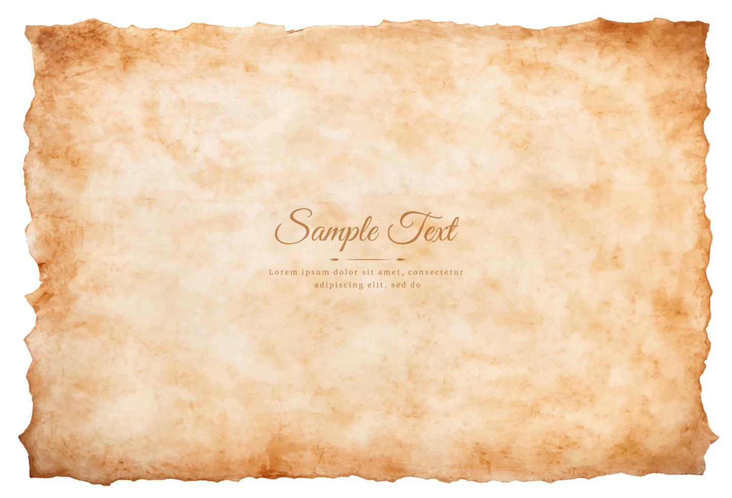 Vector old parchment paper sheet vintage aged or texture isolated on white background