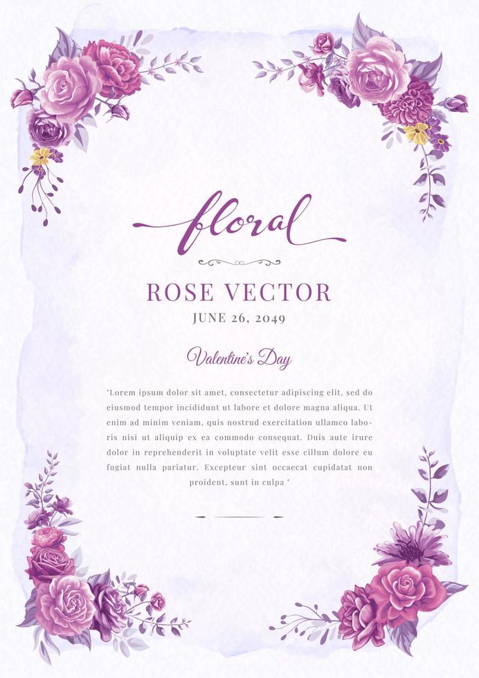 Rose Flower and botanical leaf digital painted illustration vector