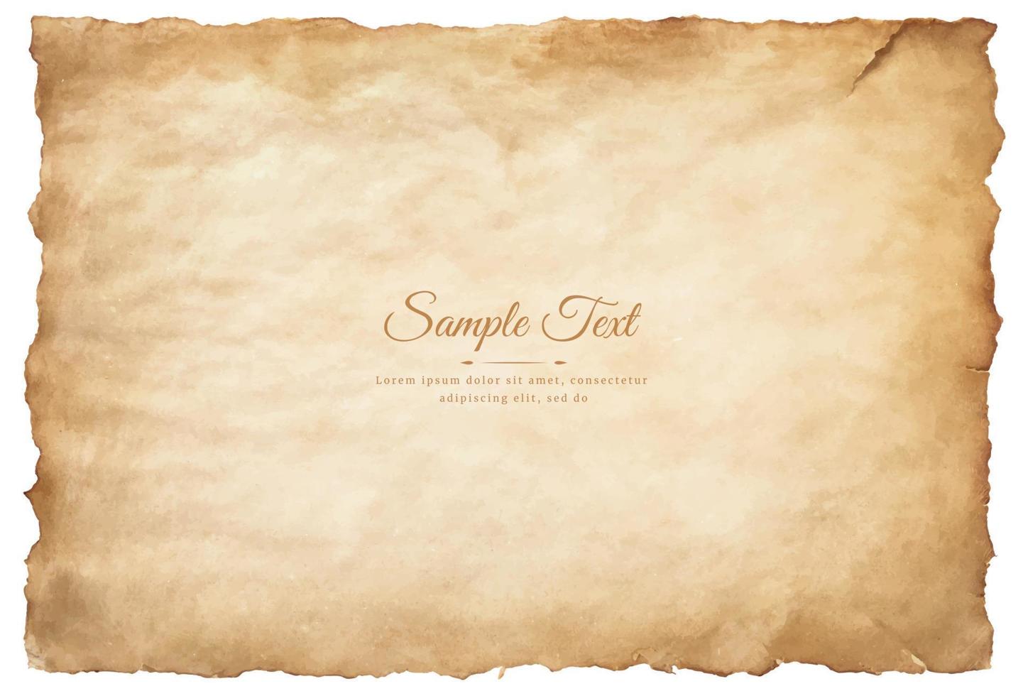Vector old parchment paper sheet vintage aged or texture isolated on white background