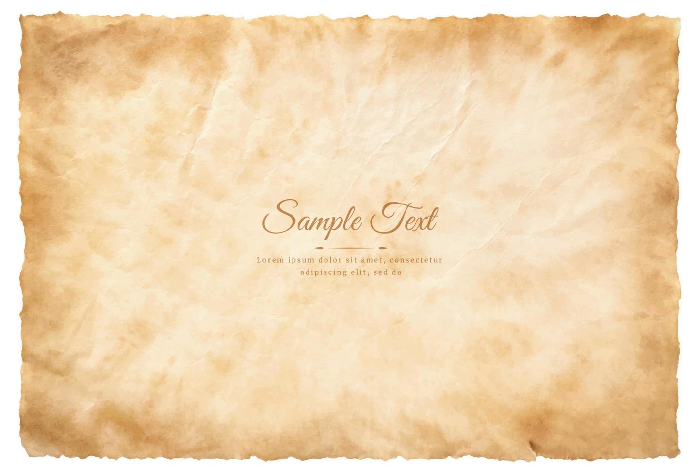 Vector old parchment paper sheet vintage aged or texture isolated on white background
