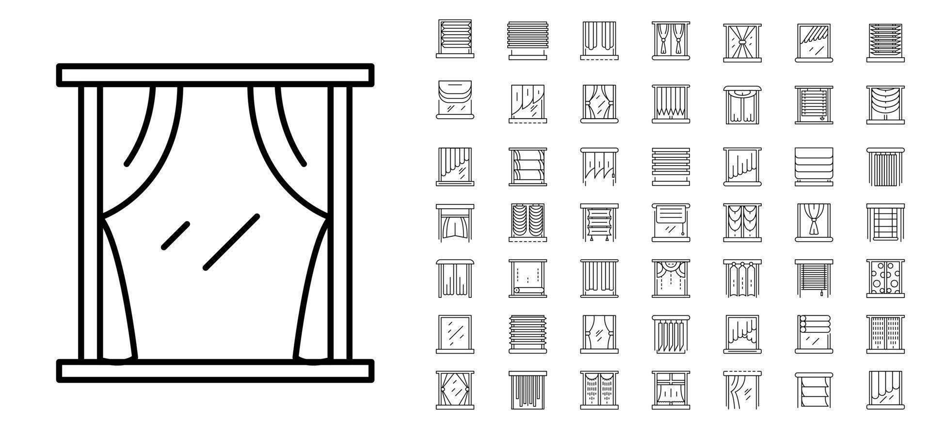 conjunto de iconos de ventana ciega, estilo de esquema vector