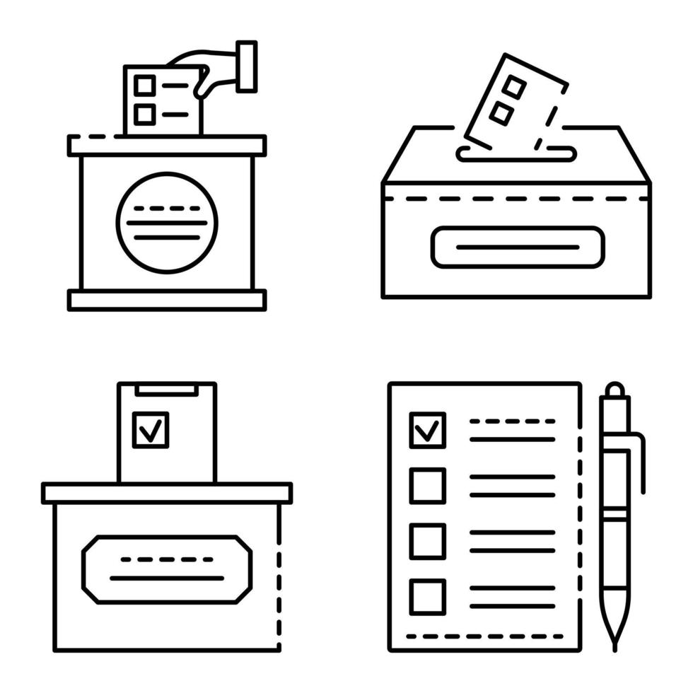 Ballot icon set, outline style vector