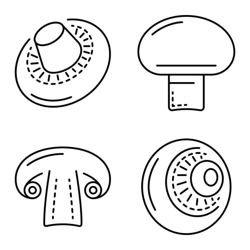 conjunto de iconos de champiñón, estilo de esquema vector