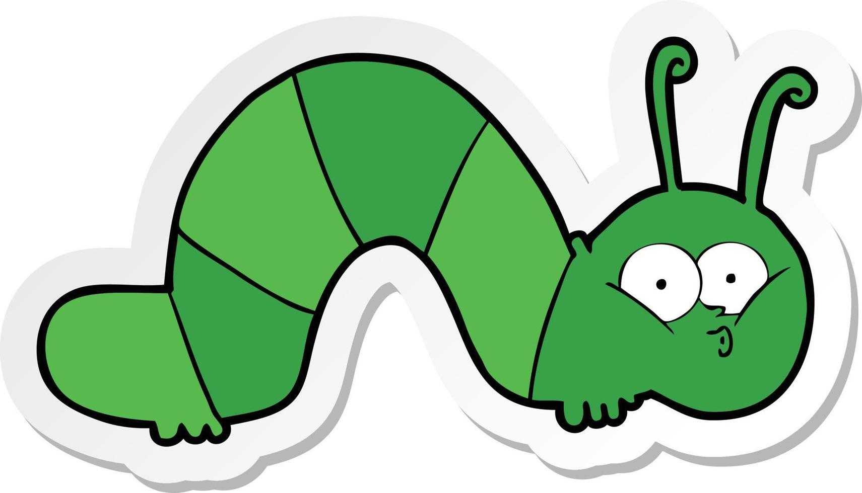 sticker of a cartoon caterpillar vector