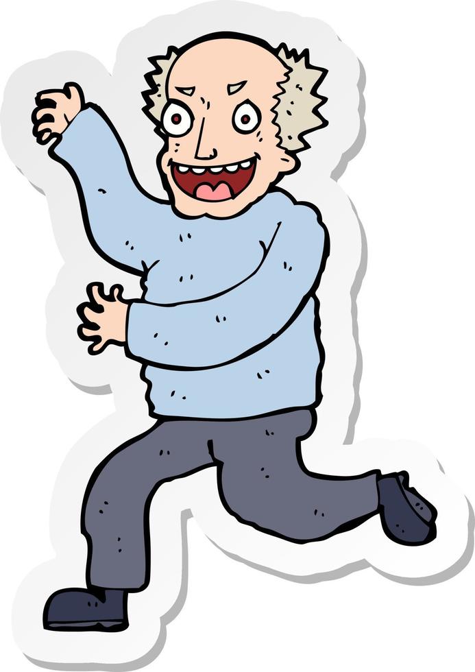 sticker of a cartoon evil old man vector