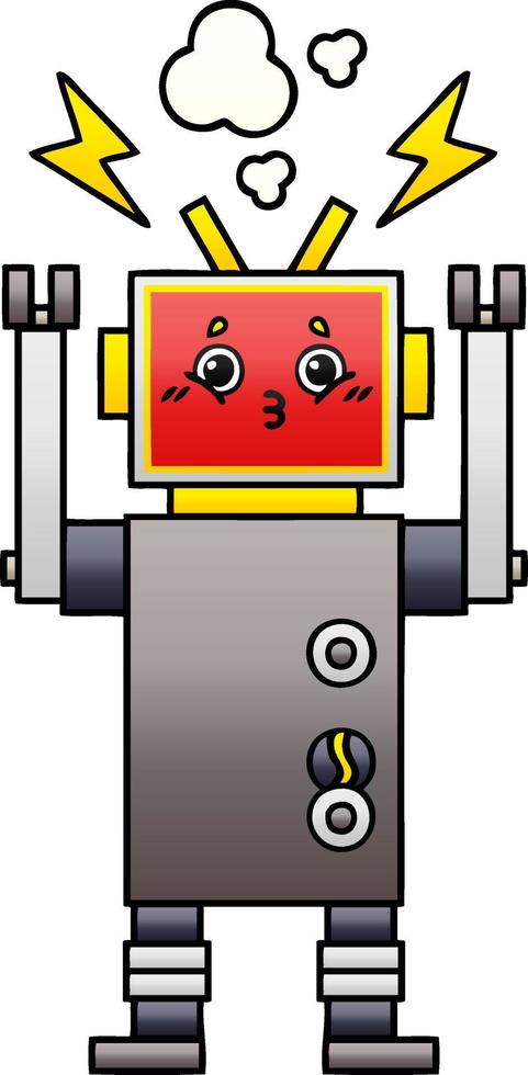 gradient shaded cartoon robot malfunction vector