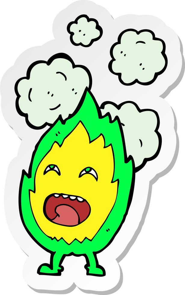 sticker of a cartoon flame character vector