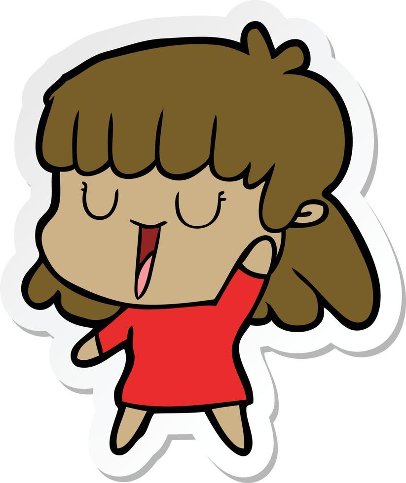 sticker of a cartoon woman vector