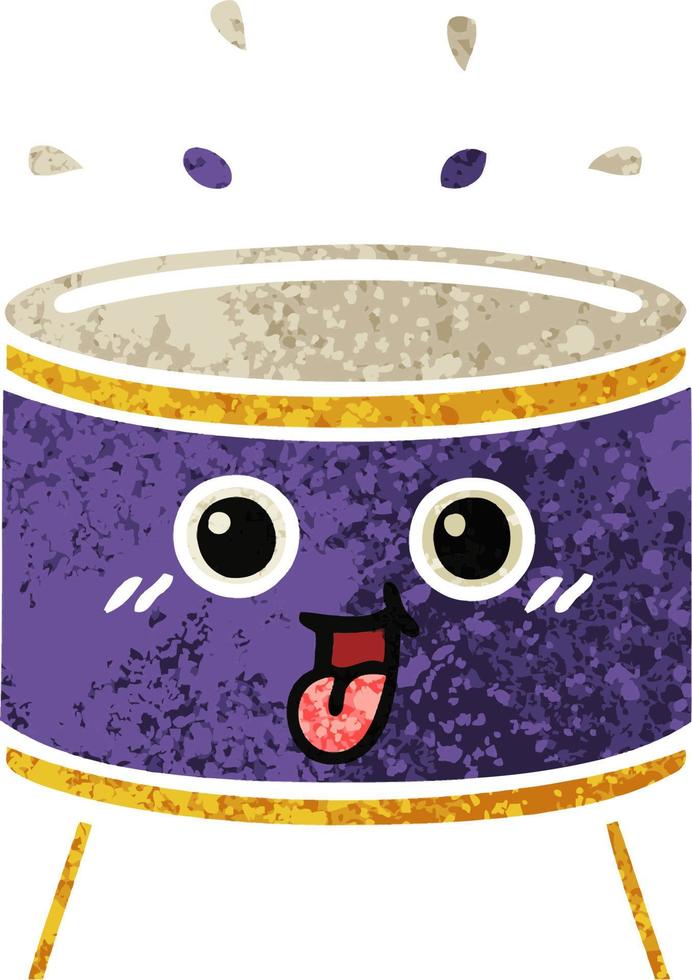 retro illustration style cartoon drum vector