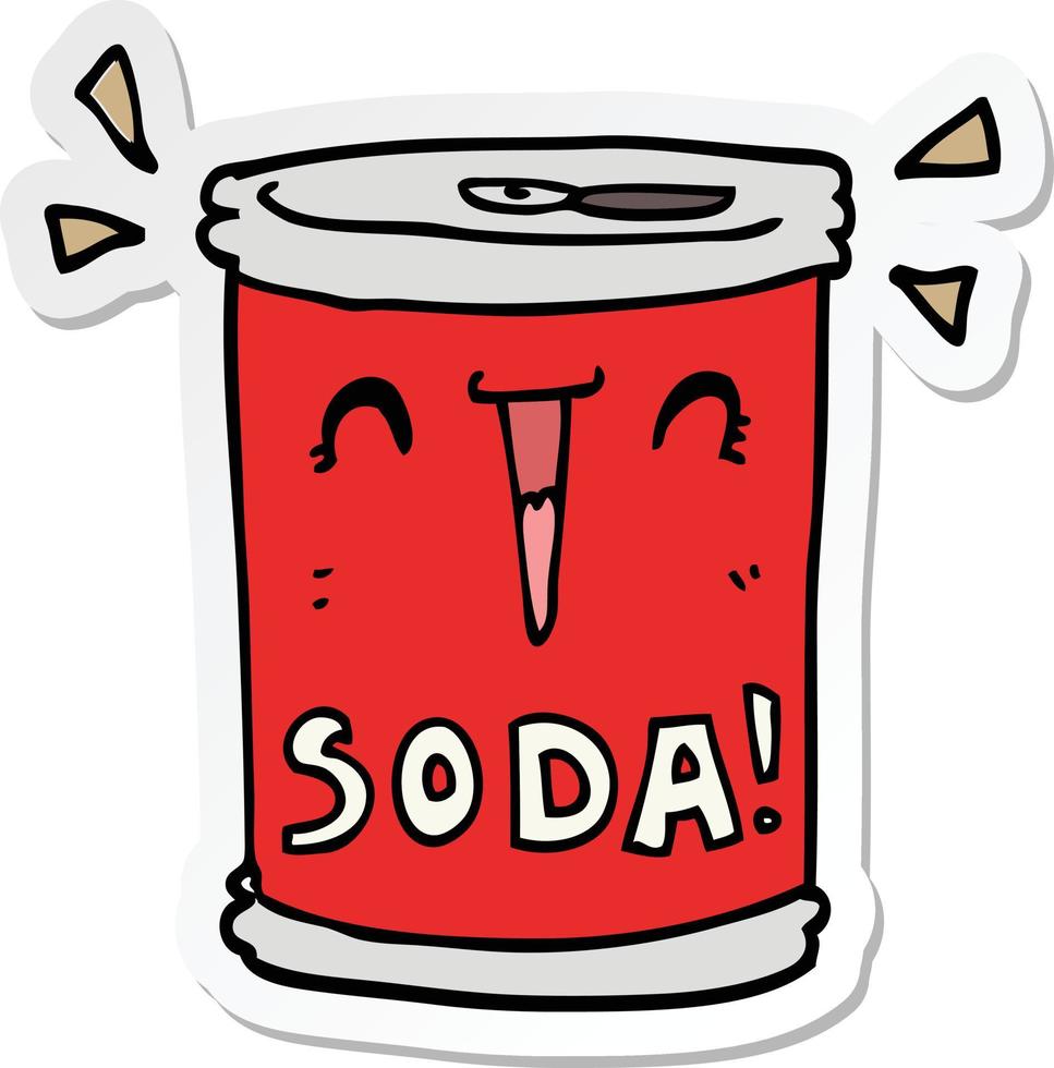sticker of a cartoon soda can vector