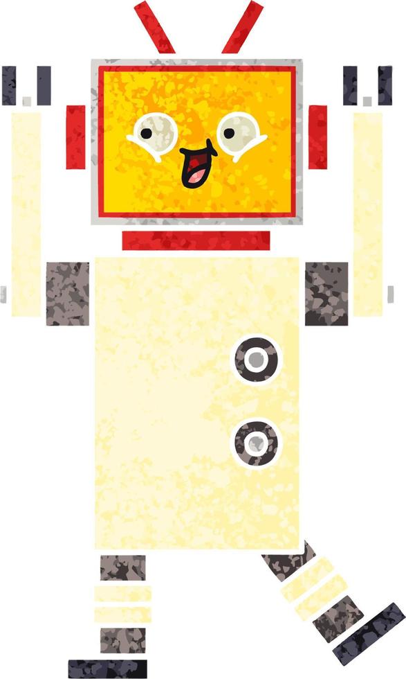 retro illustration style cartoon robot vector