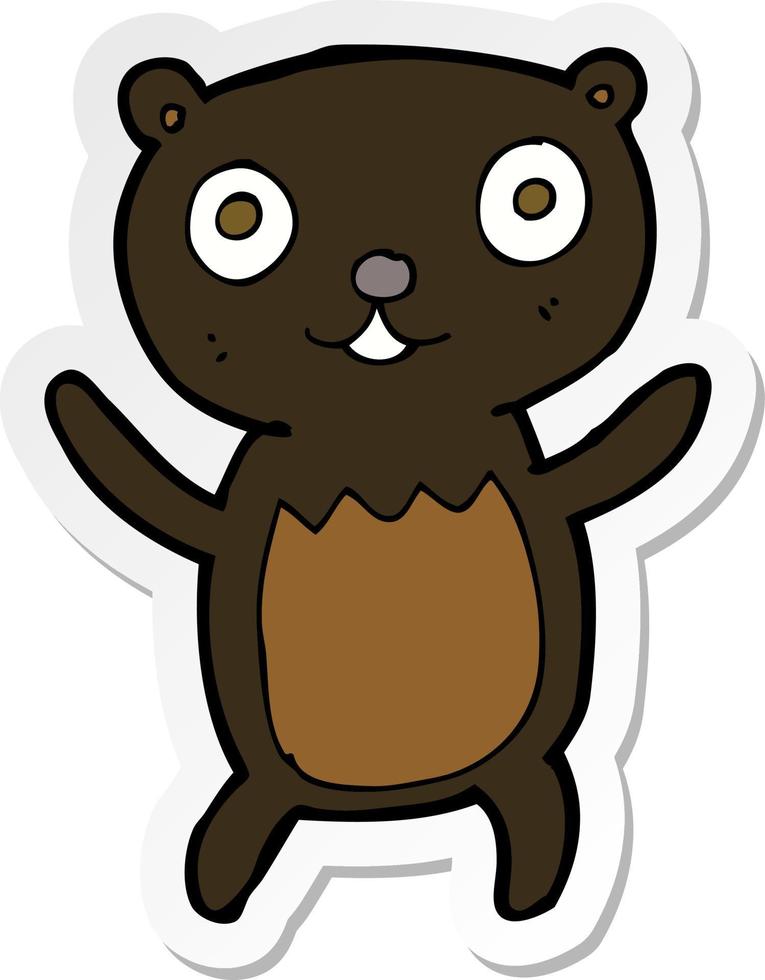 sticker of a cartoon black bear cub vector