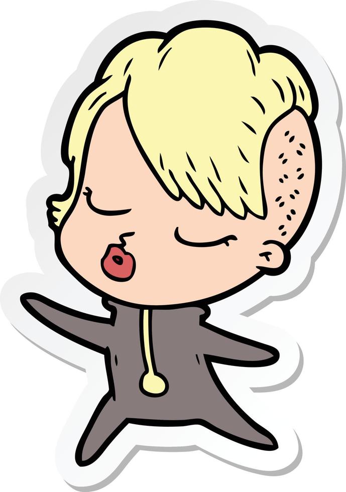 sticker of a cartoon pretty hipster girl vector