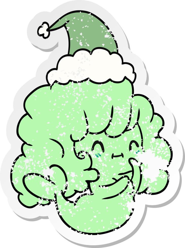 christmas distressed sticker cartoon of kawaii ghost vector