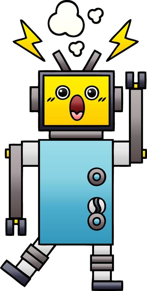 gradient shaded cartoon malfunctioning robot vector