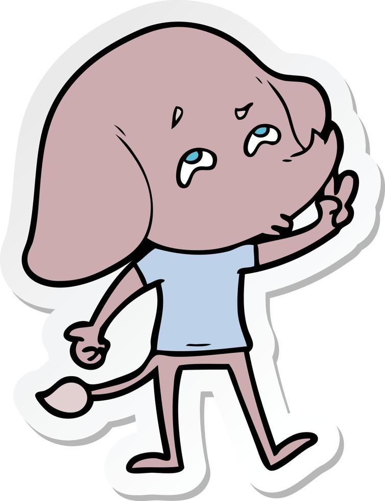 sticker of a cartoon elephant remembering vector