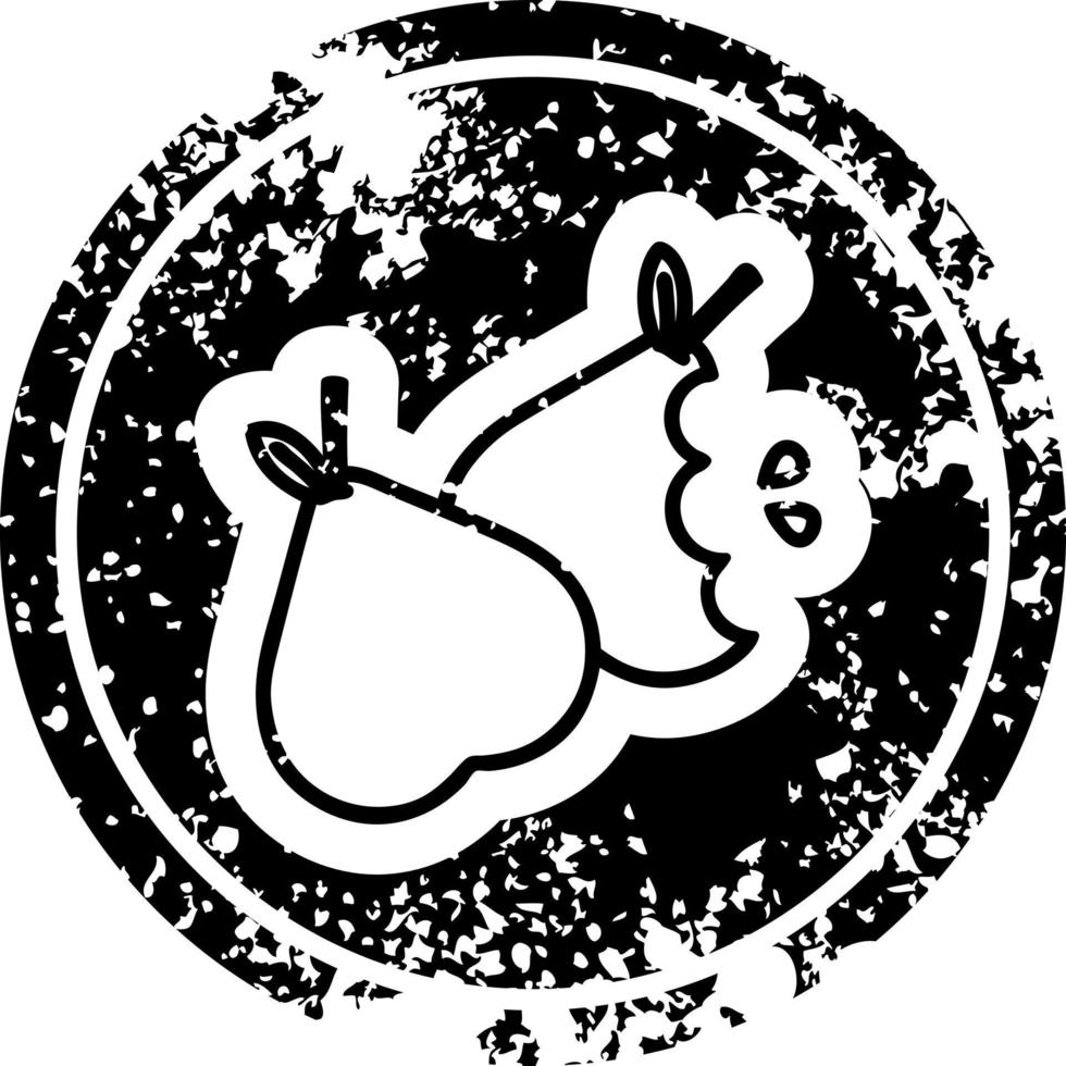 bitten pears distressed icon vector