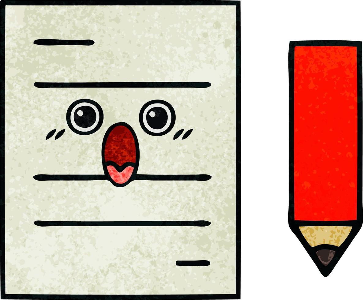 retro grunge texture cartoon test paper vector