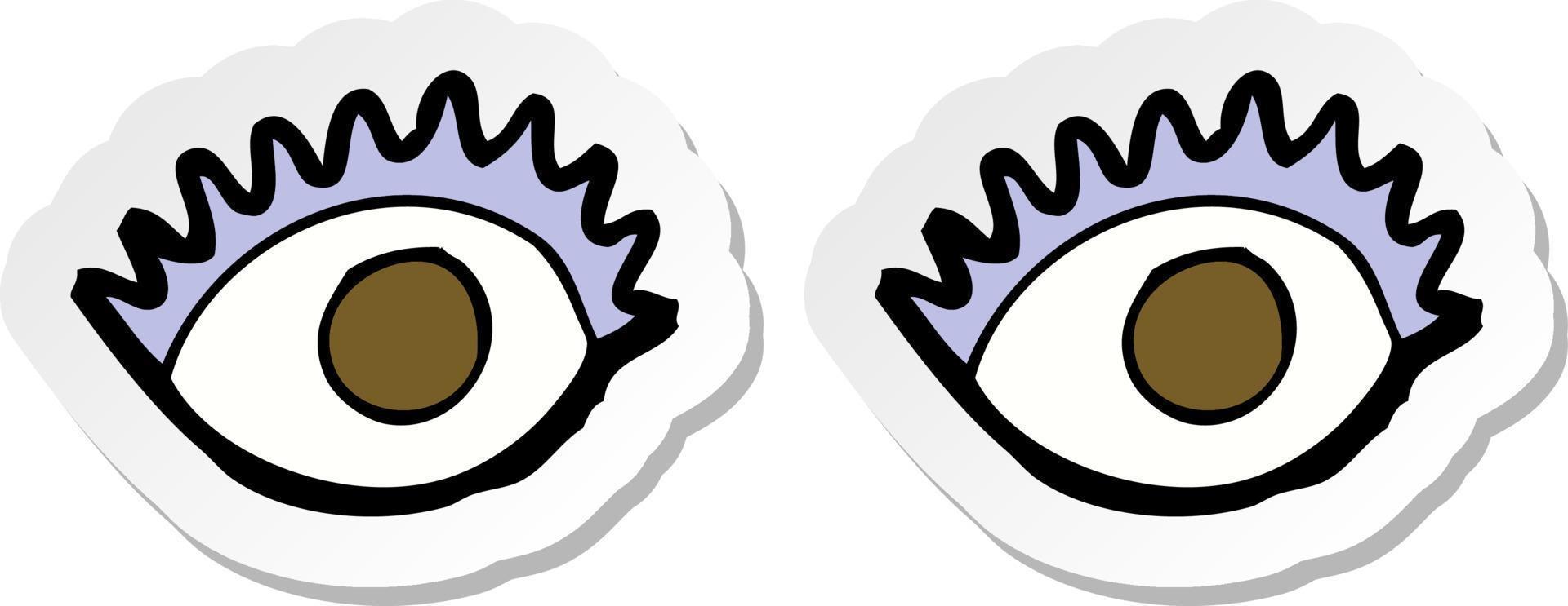 sticker of a cartoon eyes vector