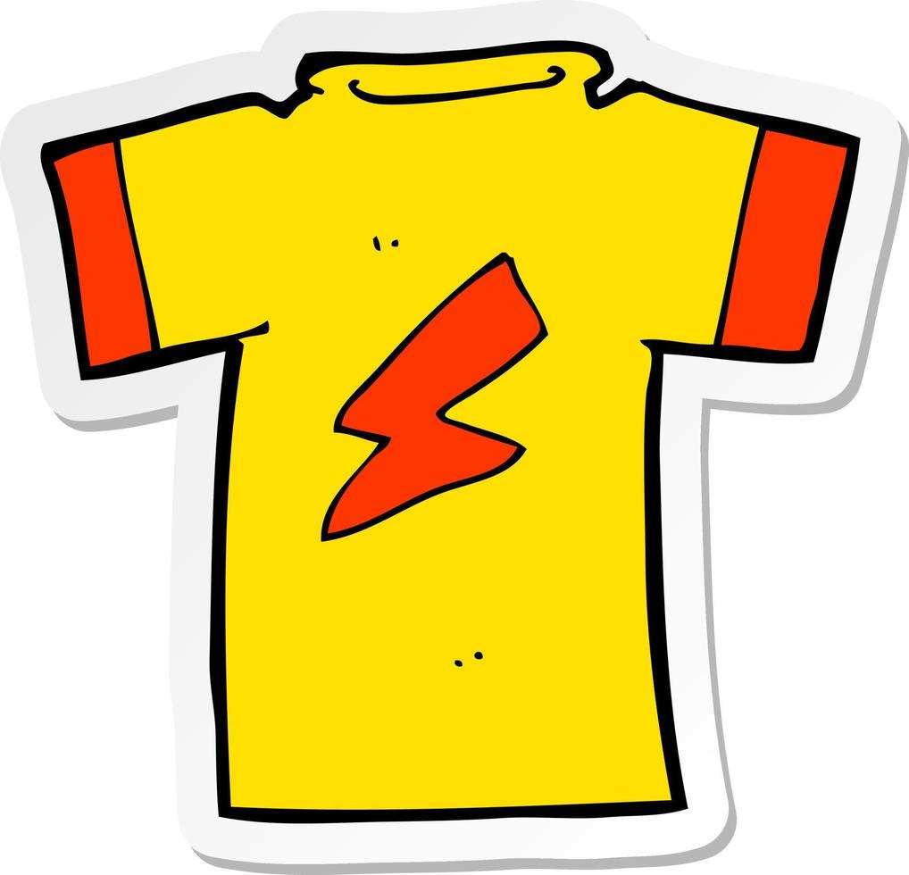 sticker of a cartoon t shirt with lightning bolt vector