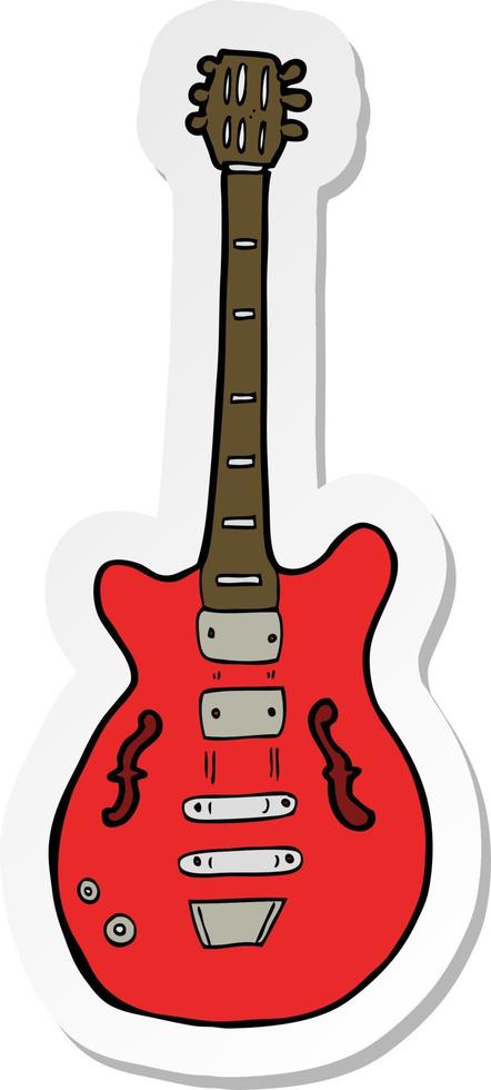 sticker of a cartoon electric guitar vector