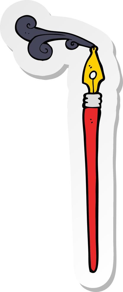 sticker of a cartoon ink pen vector