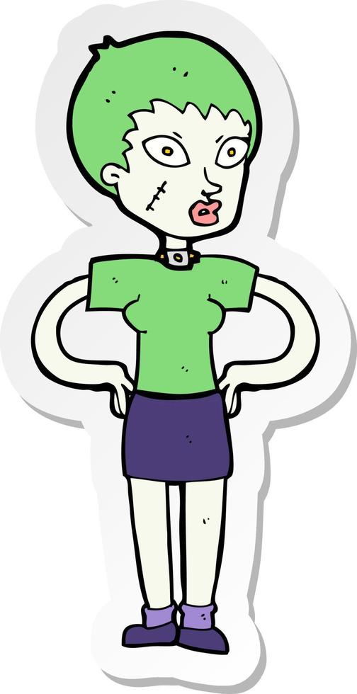 sticker of a cartoon halloween girl vector