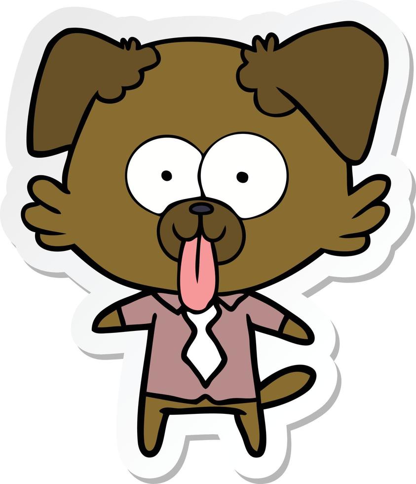 sticker of a cartoon dog with tongue sticking out vector
