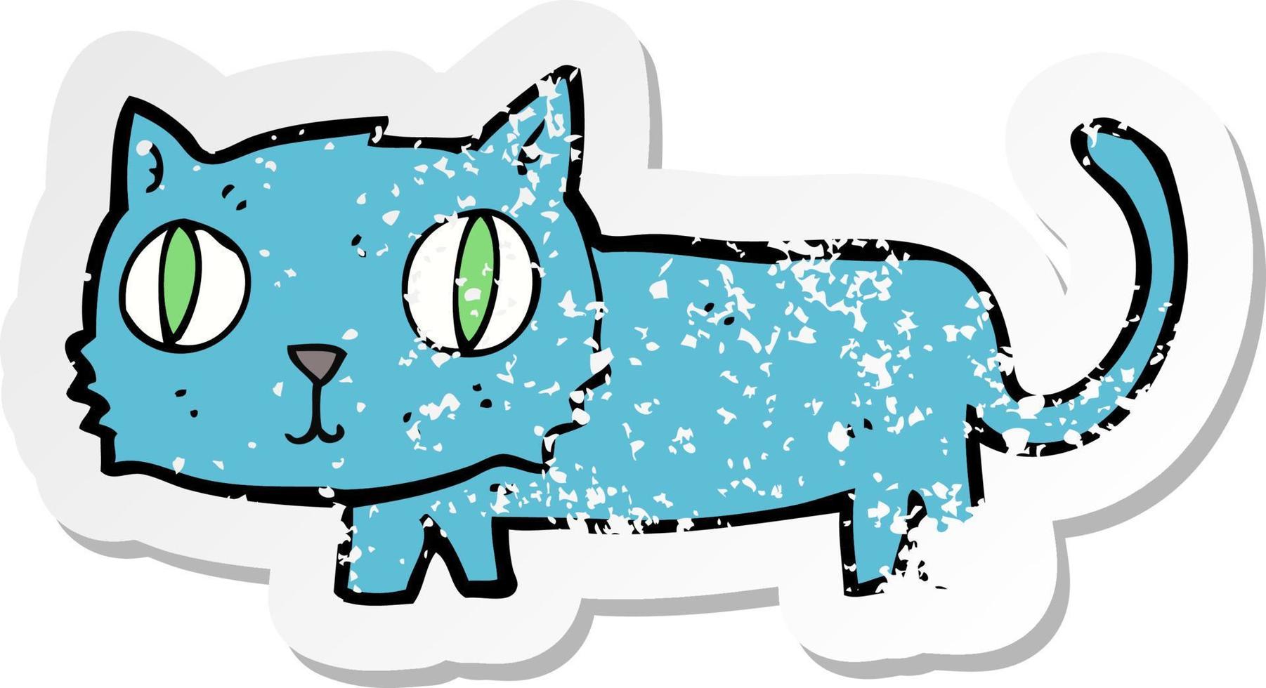 retro distressed sticker of a cartoon cat vector