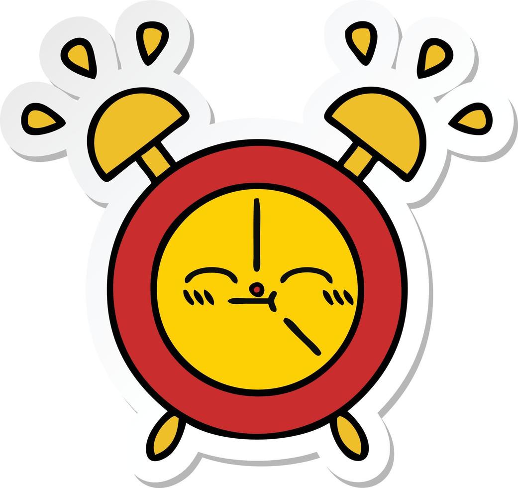sticker of a cute cartoon alarm clock vector