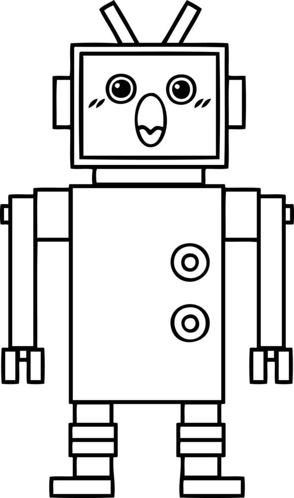 line drawing cartoon robot vector