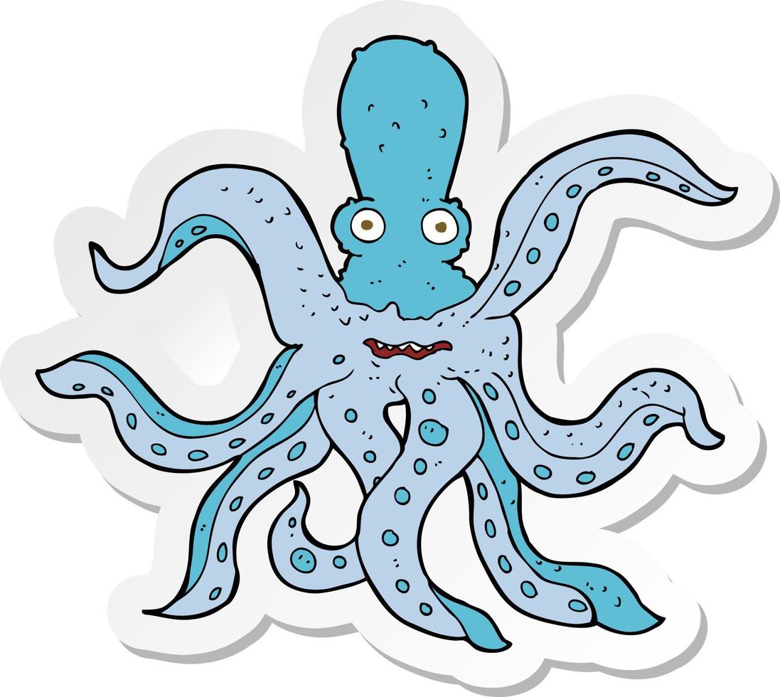 sticker of a cartoon giant octopus vector