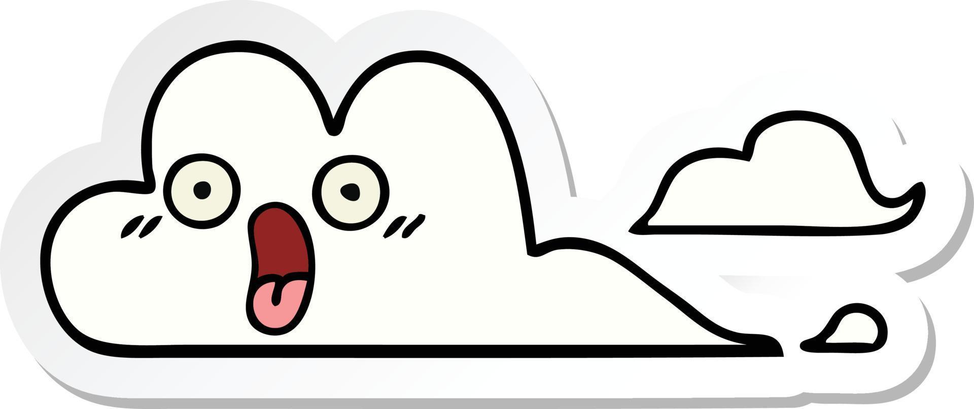 sticker of a cute cartoon white cloud vector