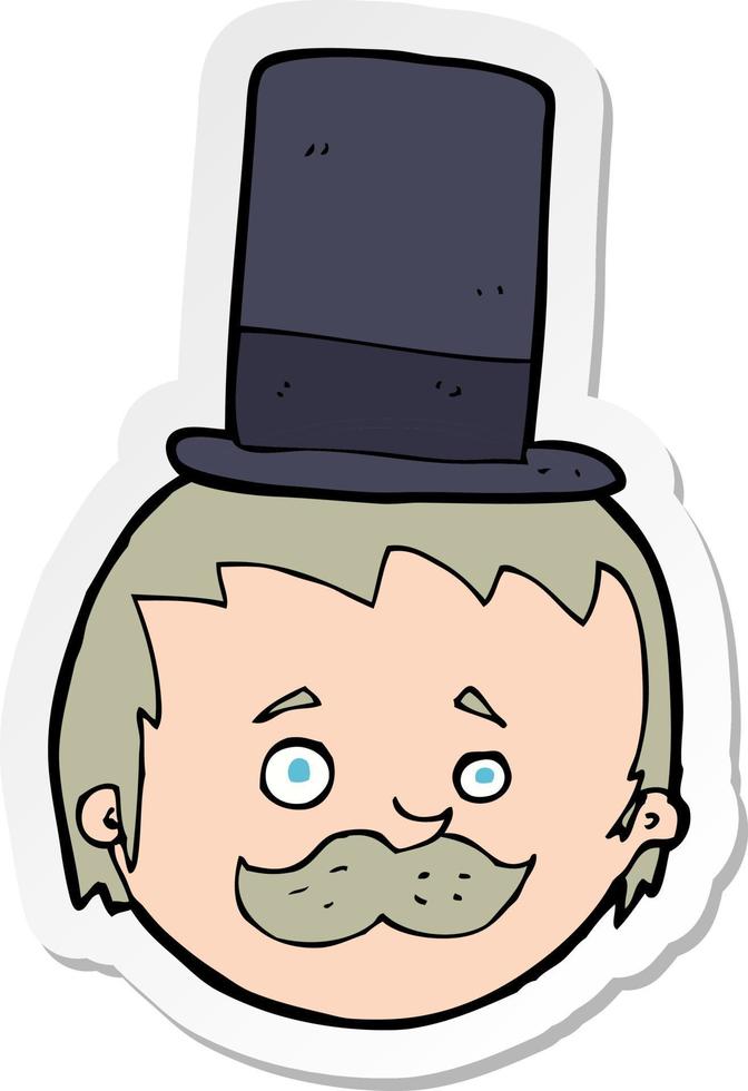 sticker of a cartoon man wearing top hat vector